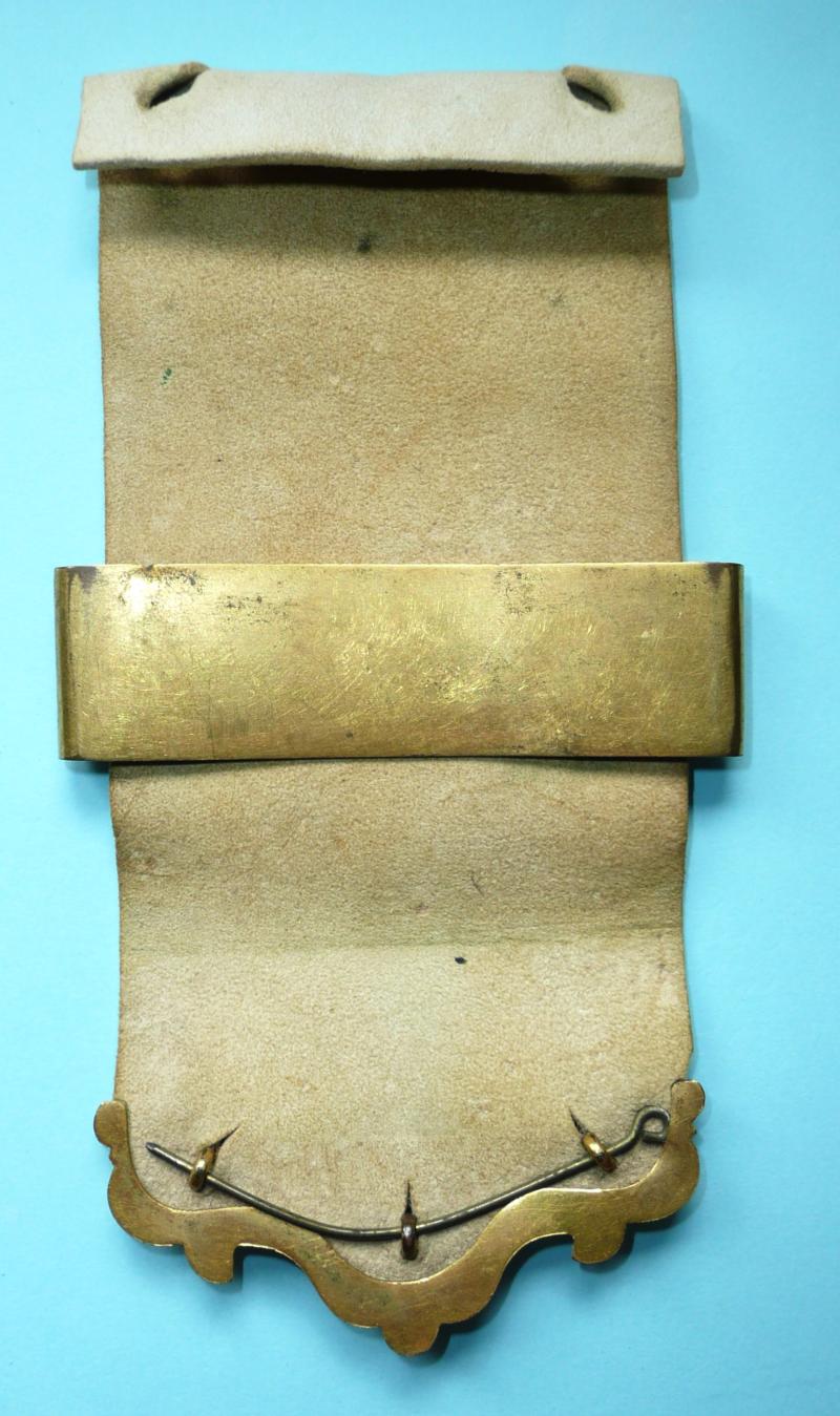 Northumberland Fusiliers Colour Belt Fire Gilt Ornaments On original White Leather Belt End