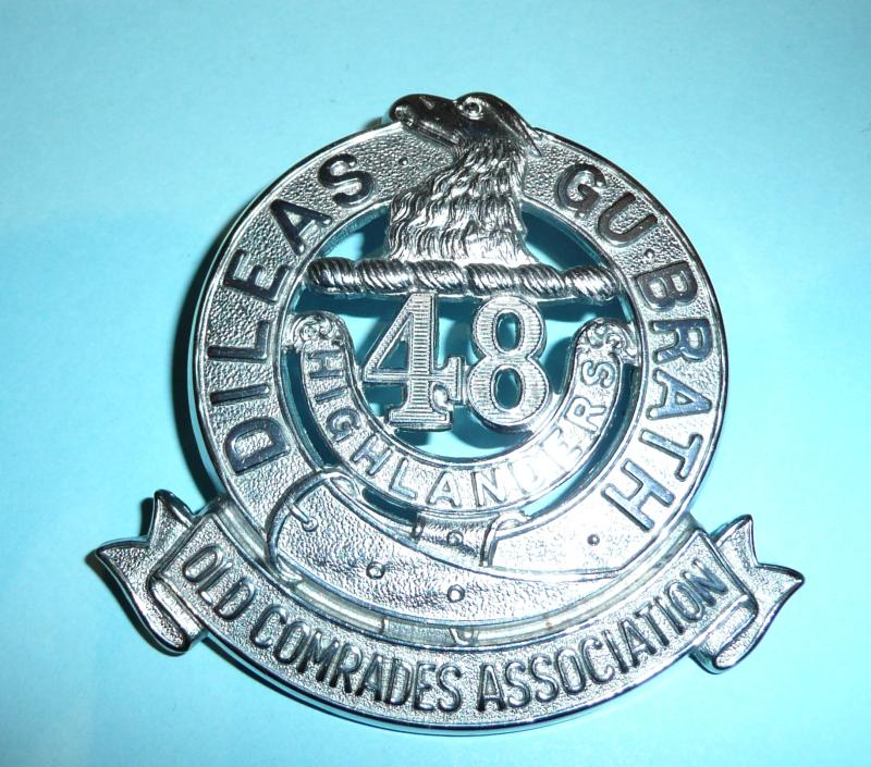 48th Canadian Highlanders Chromed White Metal Old Comrades Association (OCA) Glengarry Badge