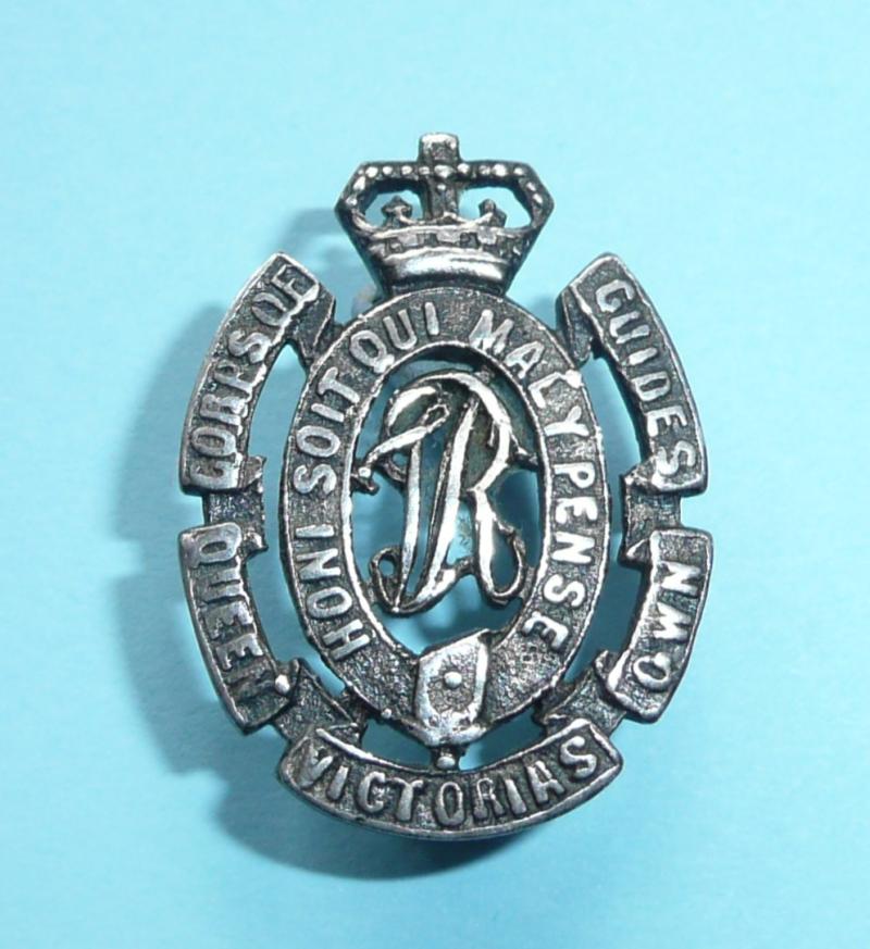 Indian Army - Queen Victoria's Own Corps of Guides (Frontier Force) (Lumsden's Cavalry) Unmarked Silver Officer's Field Service Cap Badge