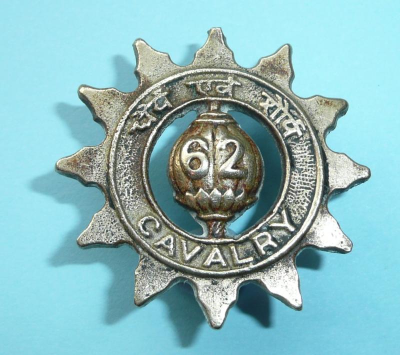 Indian Army - Sixty Second (62) Cavalry Cap Badge (damaged)