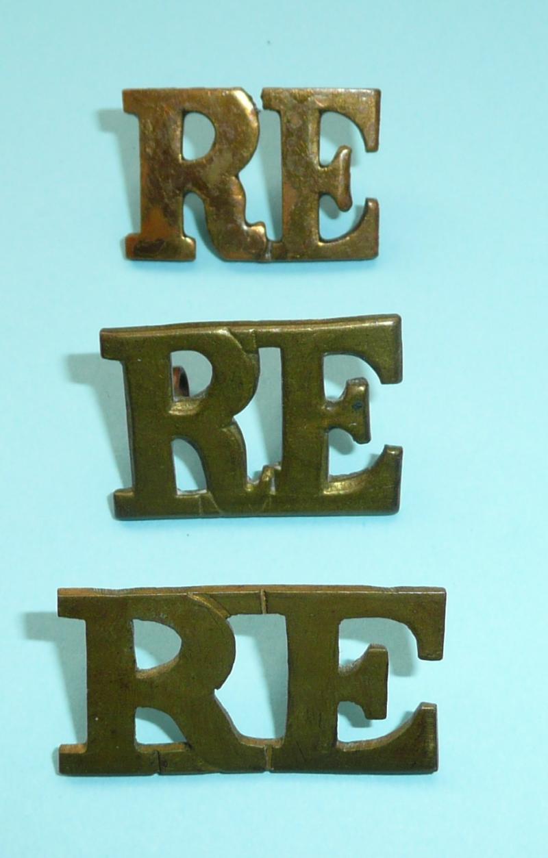 Royal Engineer (RE) Brass Metal Shoulder Titles - 3 Patterns