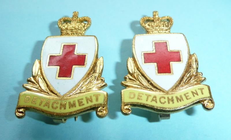 Home Front - British Red Cross Detachment Collar Badges with Manufacturer's Card and Original Box
