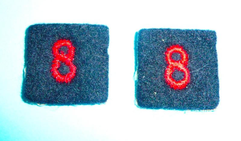 No 8 (Guards) Commando Woven Felt Cloth Numerals