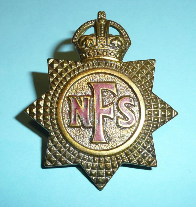 WW2 Home Front - NFS National Fire Service Enamel and Bronze Cap Badge