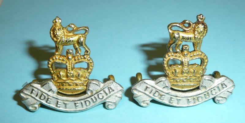 Royal Army Pay Corps (RAPC) Matched Facing Pair of Officer's No 1 Dress Collar Badges, Queen's Crown
