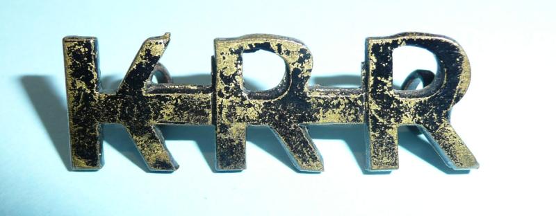 KRR (King's Royal Rifle Corps (KRRC)) Blackened Brass Shoulder Title