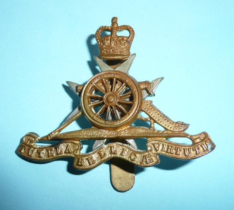 Royal Malta Artillery Bi-Metal Beret Cap Badge, Queens Crown