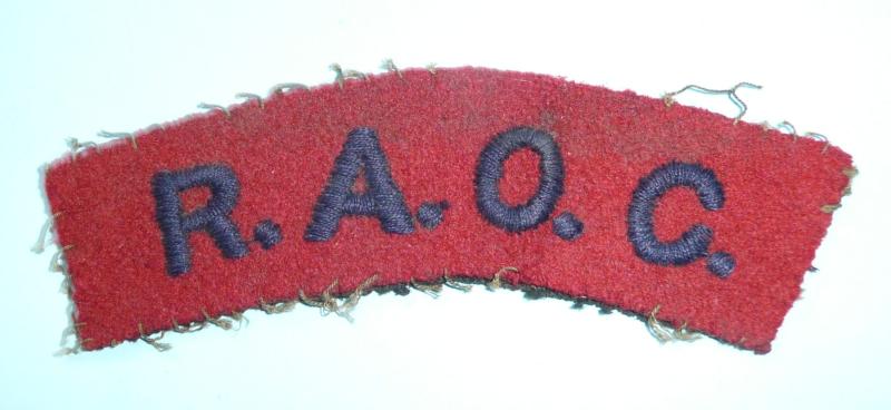 WW2 RAOC - Royal Army Ordnance Corps Woven Cloth Shoulder Title