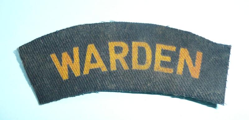 WW2 Home Front - Civil Defence Printed ARP WARDEN Shoulder Title
