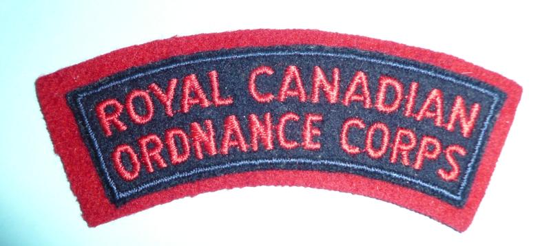 Cold War - Royal Canadian Ordnance Corps (RCOC) Woven Cloth Red on Blue Shoulder Title