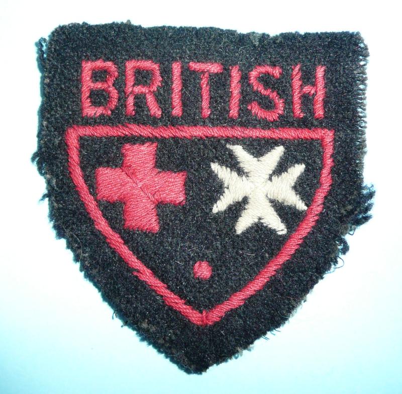 WW2 Home Front - British Red Cross & Order of St John of Jerusalem Embroidered Cloth Uniform / War Dress Insignia