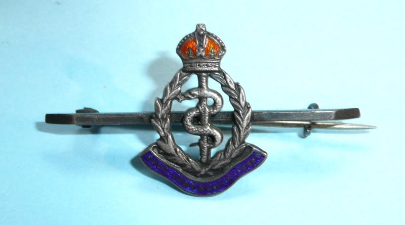 Royal Army Medical Corps RAMC Enamel and Silver Sweetheart Tie Pin Brooch Badge, King's Crown