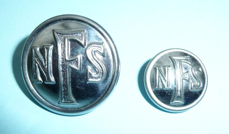 WW2 Home Front - National Fire Service (NFS) Pair of White Metal Buttons