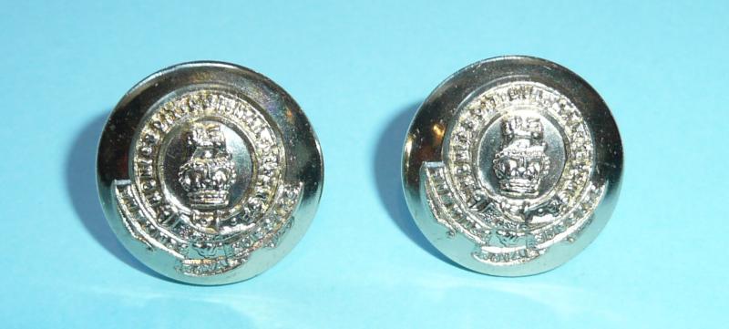 The 15th / 19th Hussars ( King' s Own ) Pair of AA Anodised Aluminium Staybrite Medium Pattern Gold Coloured Cap Button