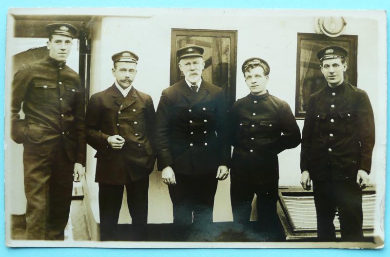 WW1 Era Sepia Postcard Merchantile Marine Merchant Seamen Officers Photograph