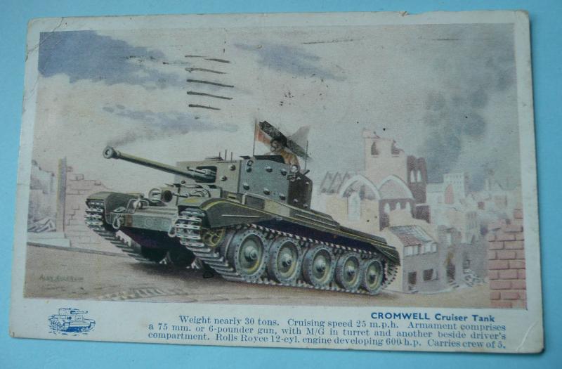 WW2 Coloured Art Postcard - Cromwell Cruiser Tank