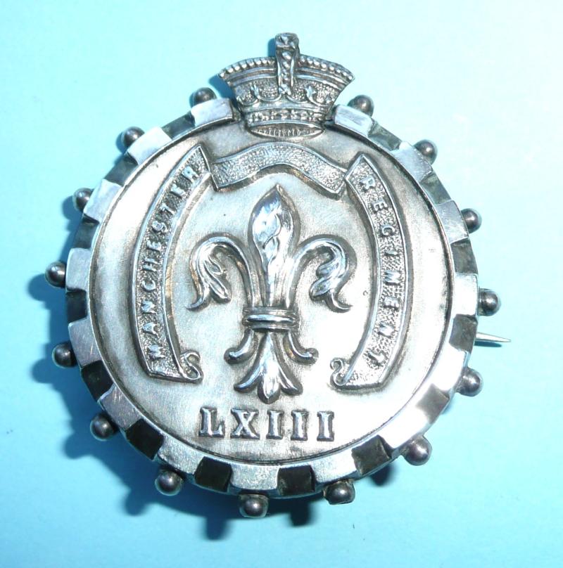Victorian QVC 1st Battalion Manchester Regiment Sweetheart Pin Brooch - Hallmarked Silver