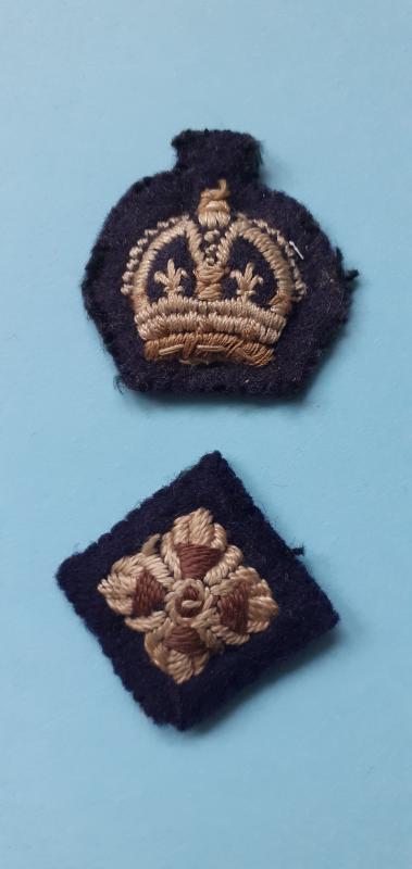 Set of Lieutenant Colonel's Rank Embroidered White on Blue Insignia Blue