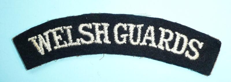 WW2 Welsh Guards Woven White on Black Felt Cloth Shoulder Title