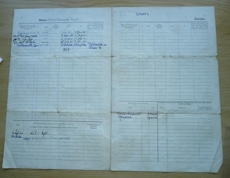 WW2 Service Papers Royal Marine Albert Edwards Mills