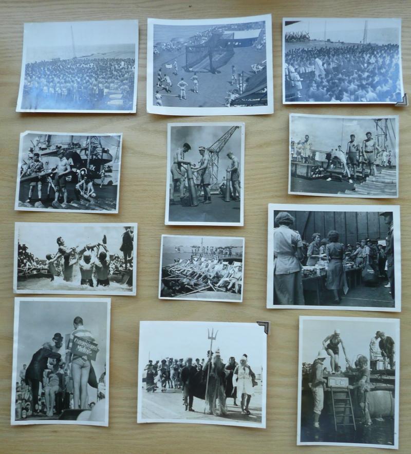 WW2 Original Photograph Collection of life aboard the Aircraft Carrier HMS Formidable - Crossing the Line etc.