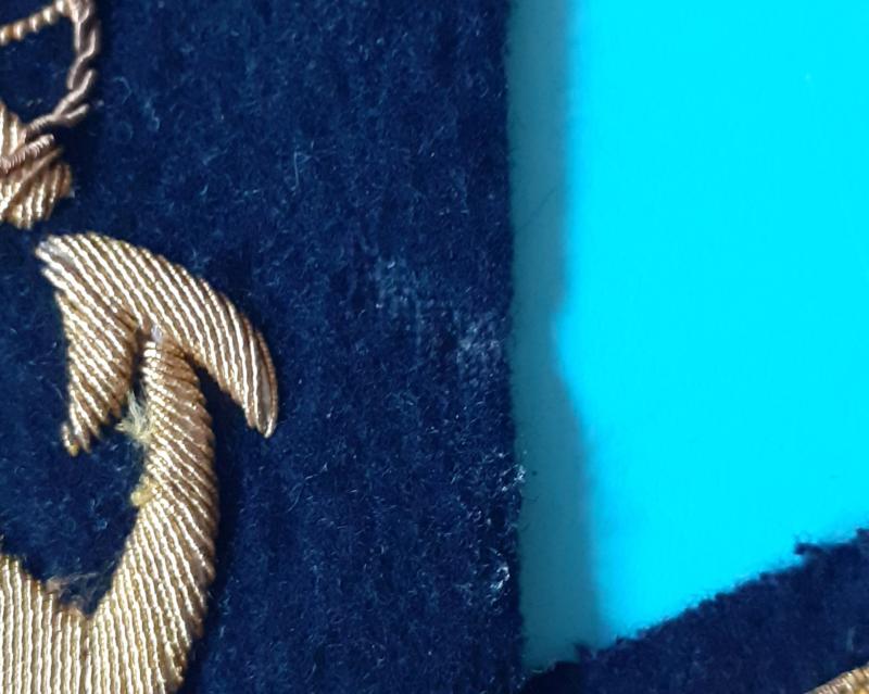 British Royal Navy Rating No 1 Dress Gold Bullion Wire Embroidered Arm Trade Badge -Chief Petty Officer QEII Issue + 2 Good Conduct Stripes chevrons
