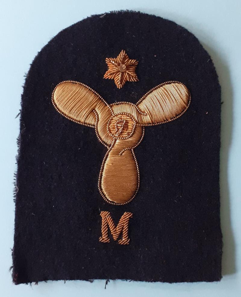 British Royal Navy Rating No 1 Dress Gold Bullion Wire Embroidered Arm Trade Badge - Stoker Maintenance Rating