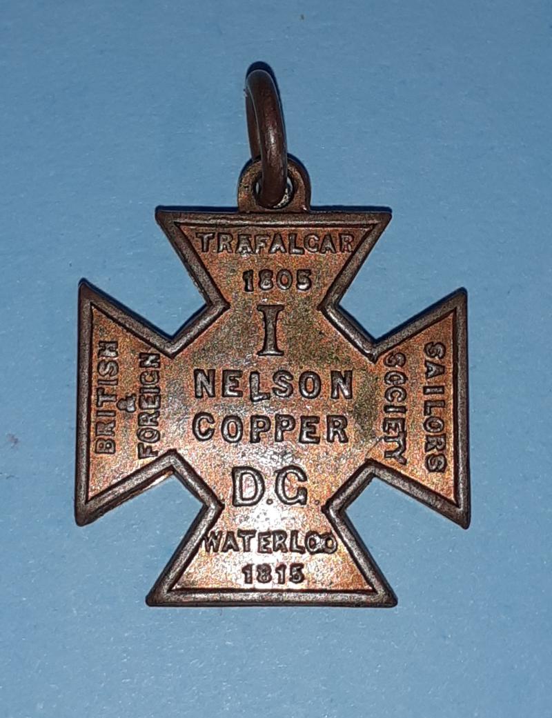 WW1 Patriotic British & Foreign Sailors Society 1915 Copper Cross Medallion Medal
