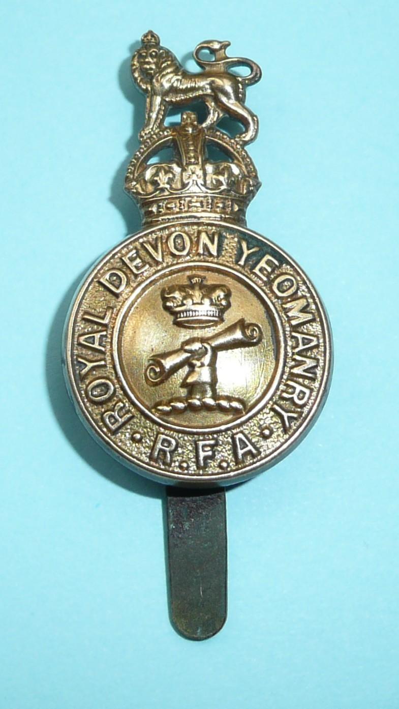 Royal Devon Yeomanry Royal Field Artillery RFA Brass Cap Badge - 1924 only