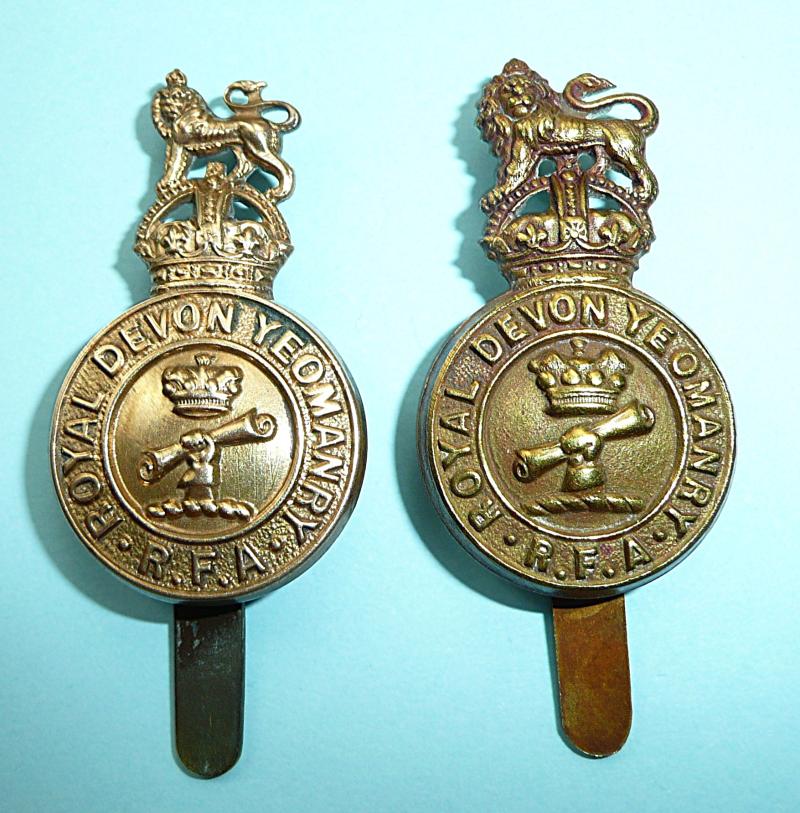Royal Devon Yeomanry Royal Field Artillery RFA Brass Cap Badge - 1924 only