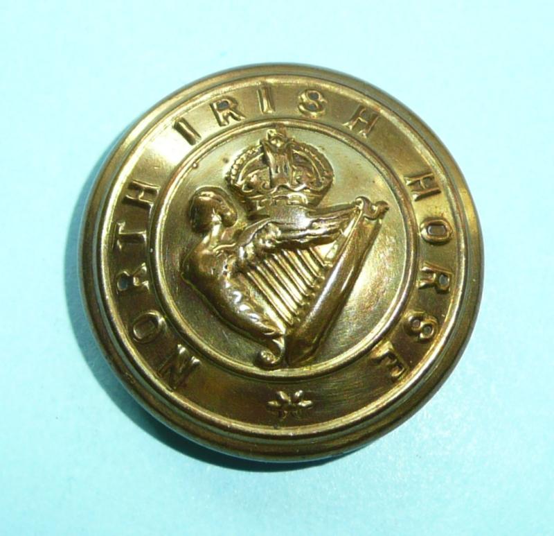 Ireland - North Irish Horse Yeomanry  Other Ranks Large Pattern Brass Button, King's Crown