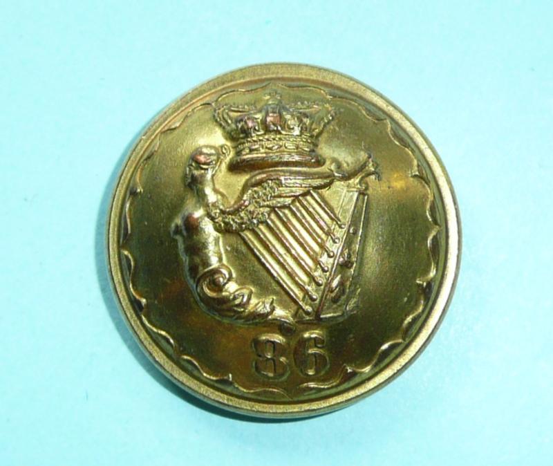 Ireland  - 86th Regiment of Foot (Royal County Down Regiment) Officer's Large Pattern Gilt Button, 1855 - 1881