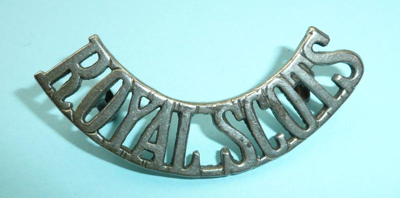 The Royal Scots White Metal Shoulder Title - Pipers / Volunteers?