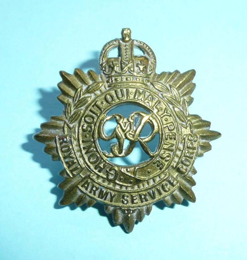 RASC (Royal Army Service Corps) Brass Collar Badge, GVI King's Crown