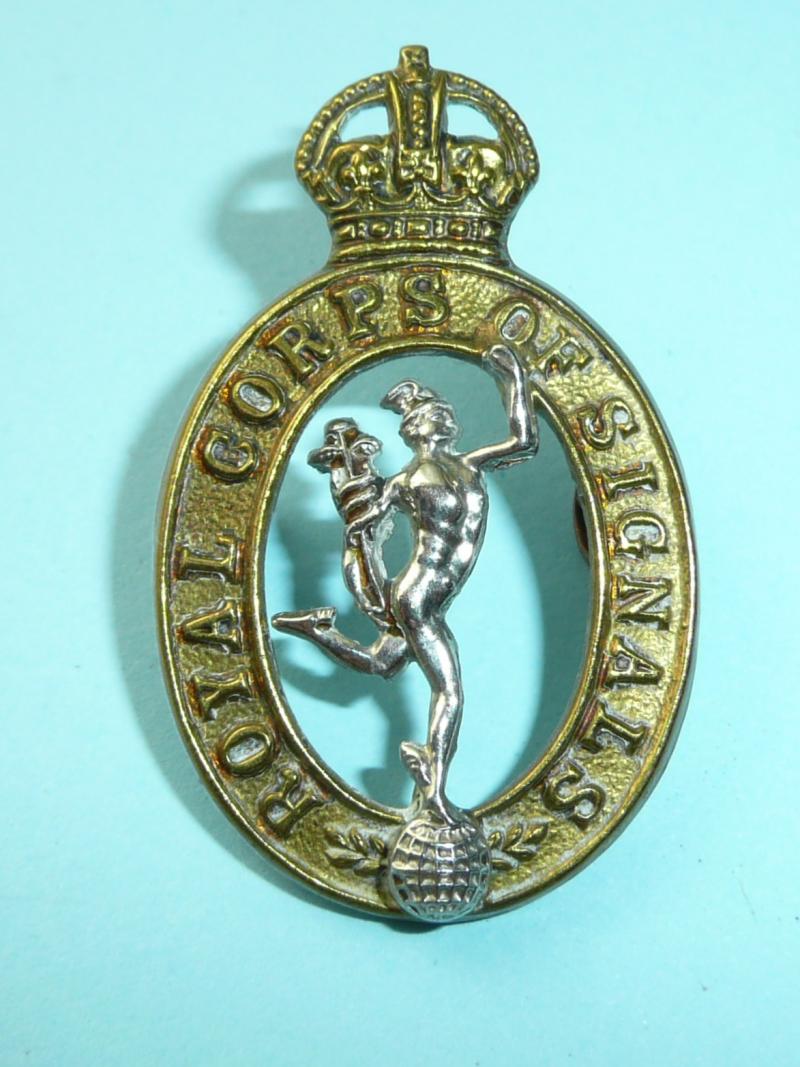 Royal Corps of Signals Bi-Metal Collar Badge, Right Facing, 1st Pattern