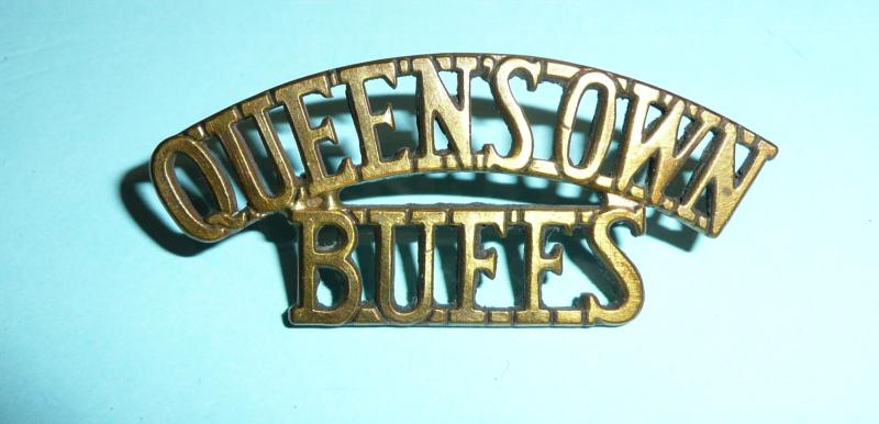 The Queens Own Buffs One Piece Brass Shoulder Title