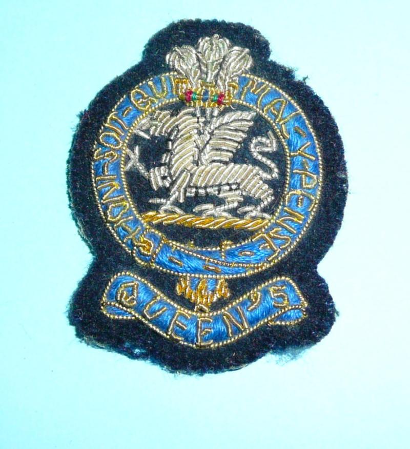 The Queen's Regiment Officer's Bullion and Woven Silk Threads Beret Badge