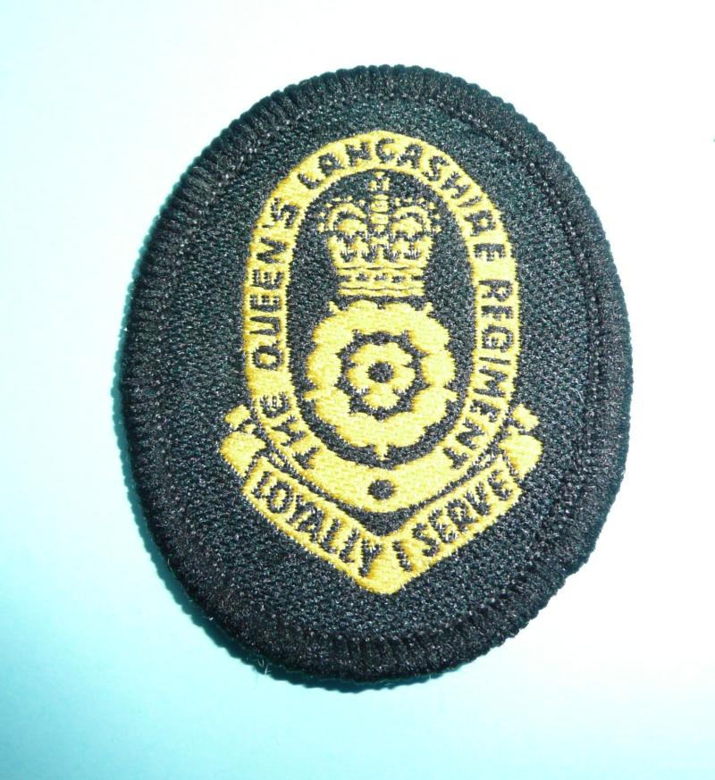 Queen's Lancashire Regiment (All Yellow) On Black Oval with Queen Elizabeth's Crown, Woven Other Ranks' beret cap badge