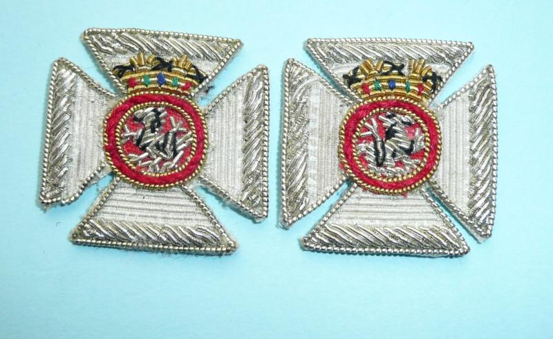 The Duke Of Edinburgh's Royal Regiment (Berkshire And Wiltshire Facing and Matching Pair of Bullion Thread Mess Dress Collar Badges