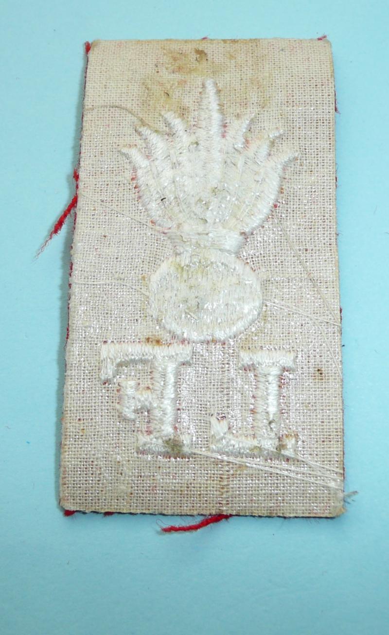 Lancashire Fusiliers Other Ranks Woven White on Red Felt Cloth Beret Badge