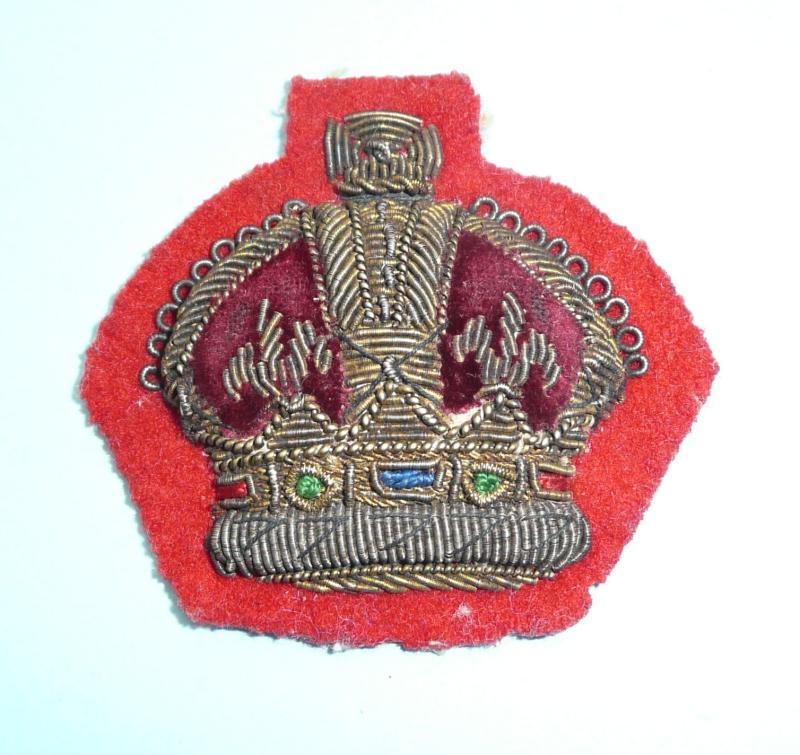 British Army Warrant Officer's Bullion Cloth Rank Badge, King's Crown