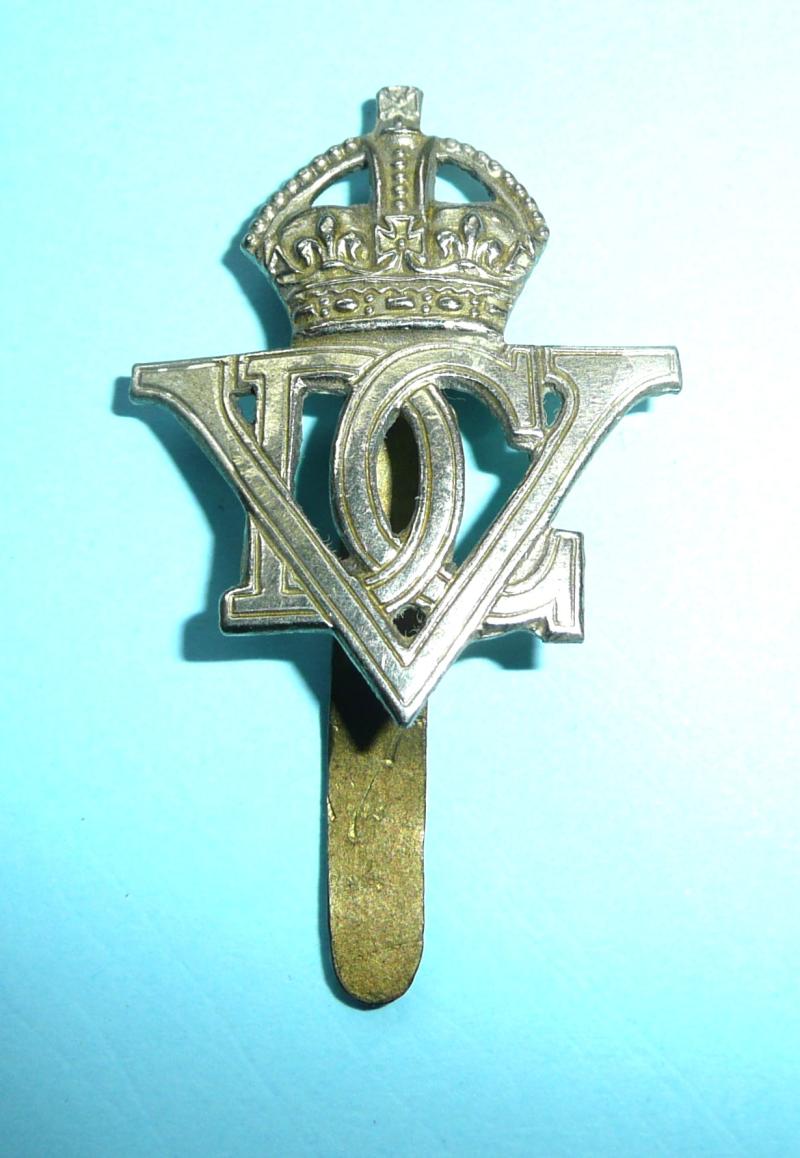 WW2  - 5th Royal Inniskilling Dragoon Guards White Metal Cap Badge, King's Crown - Gaunt