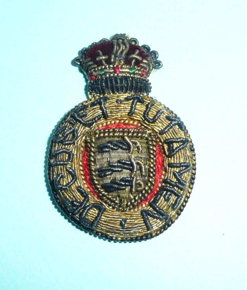 Essex Yeomanry Officer's Bullion Cloth Mess Dress Collar Badge, King's Crown
