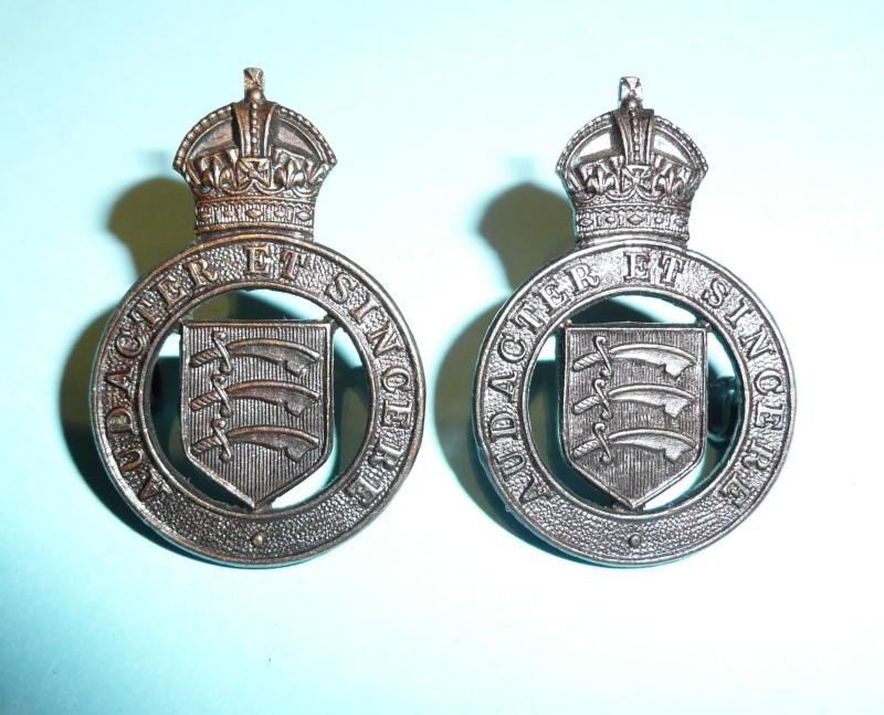 Essex Yeomanry Matched Pair of Officer's OSD Bronze Collar Badges