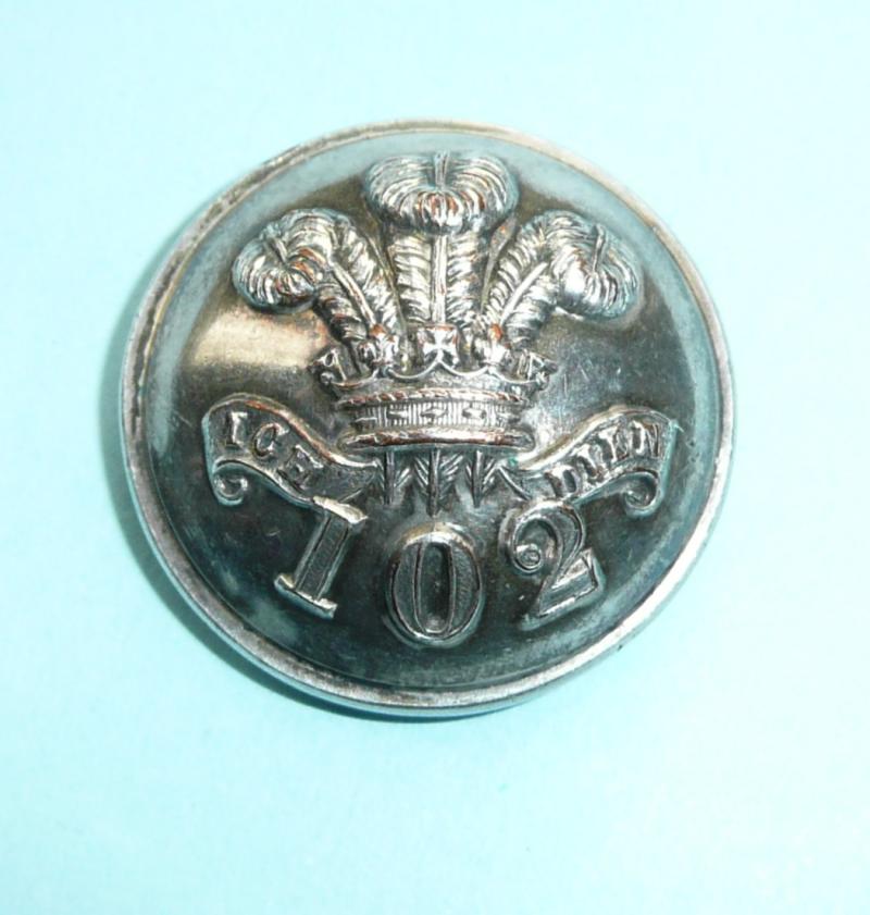 Irish Militia - 102nd Prince of Wales's Own Donegal Militia Officer's Silver Plated Large Pattern Coatee Button