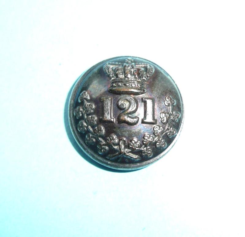 Irish Militia - 121st Monaghan Militia Officer's Silver Plated Small Pattern Coatee Button