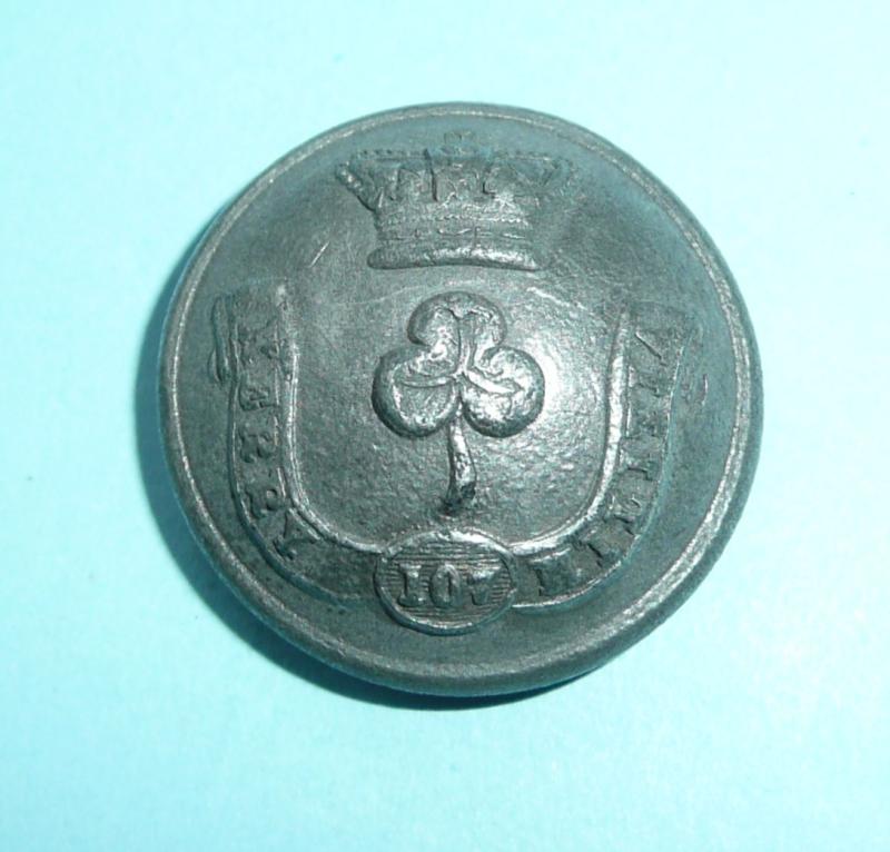 Irish Militia - 107th Kerry Militia Other Ranks Large Pattern Pewter White Metal Tunic Button