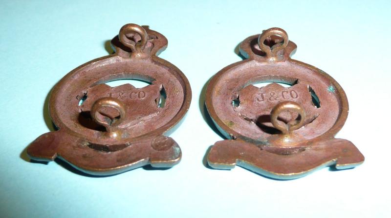 Northumberland Hussars Officers OSD Bronzed Matching Collar Badges, King's Crown - Jennens