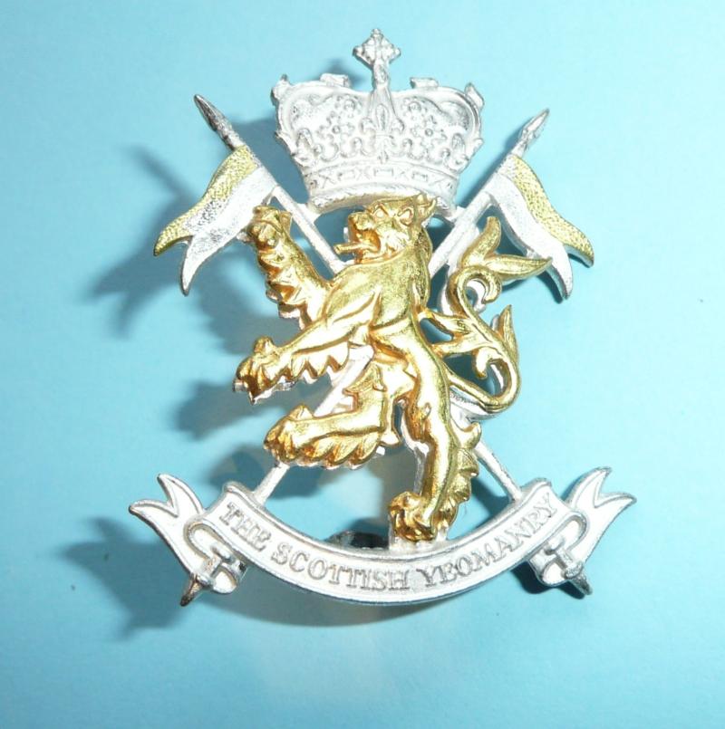 The Scottish Yeomanry All Ranks Silver Plate and Gilt Cap Badge - LB&B