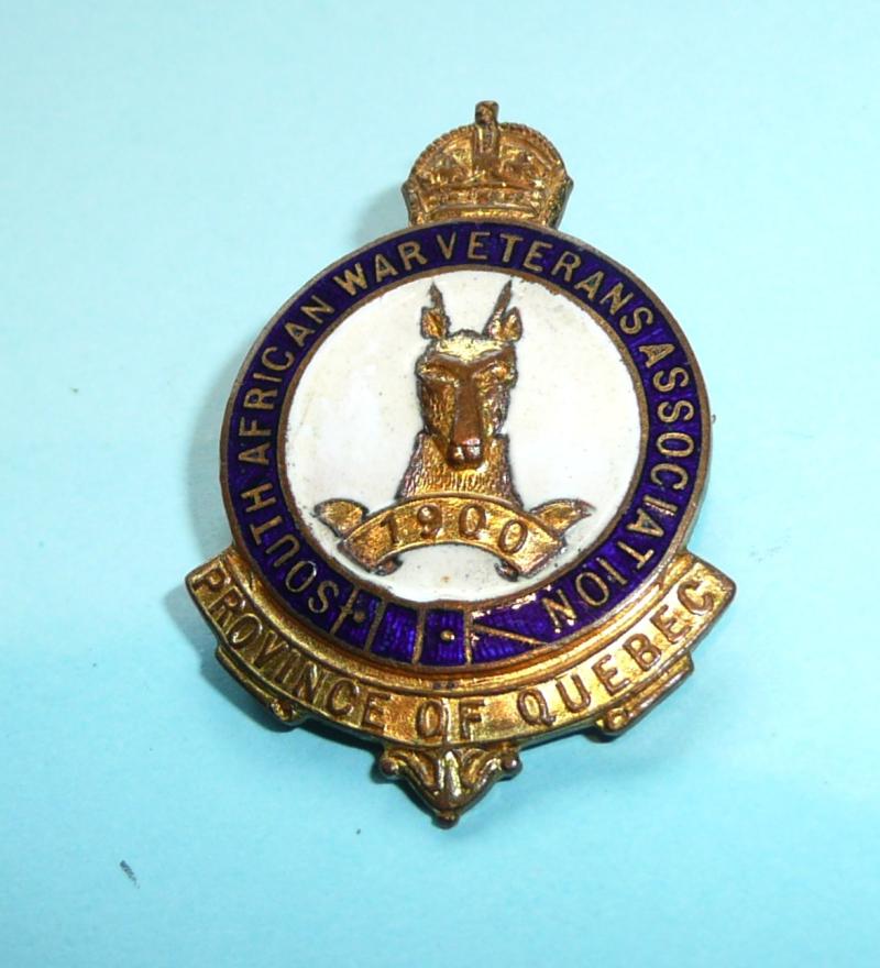 Canadian  - Boer War Old Comrades Veterans Association Quebec Enamel Pin Badge Brooch - Dated 1900